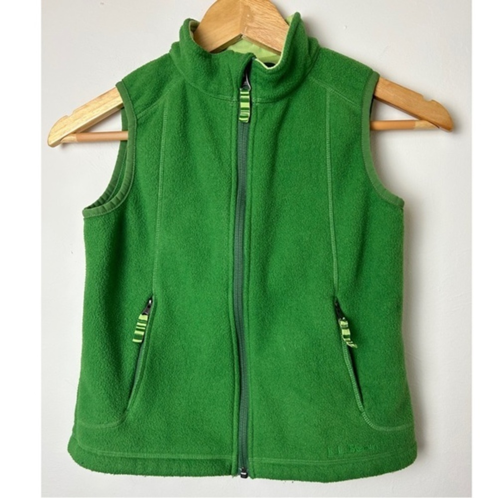 LL Bean boys green fleece vest size 6X -7